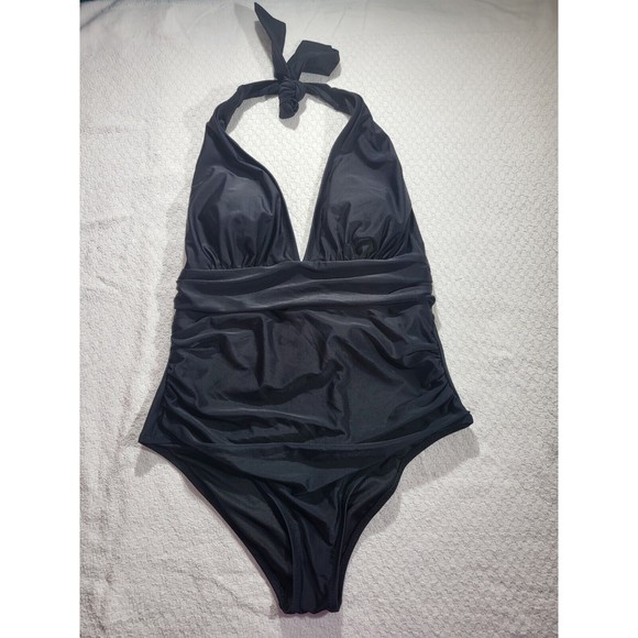 Cupshe Swim Cupshe Bathing Suit Womens One Piece Deep V Neck Black